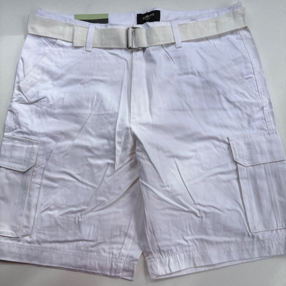Avenue‎ 1975 New York Mens White Cargo Shorts with Belt Size 40 NWT Cotton